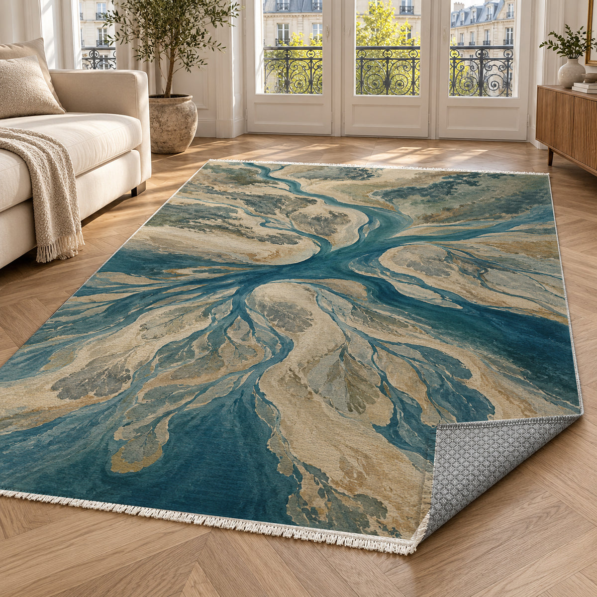 Estuary Fans Abstract Washable Rug — paris living