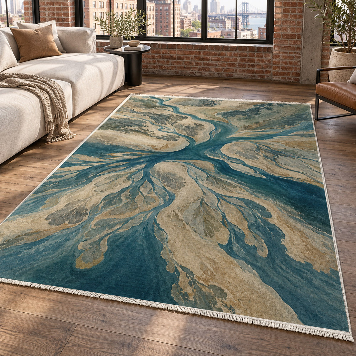 Estuary Fans Abstract Washable Rug — new york living