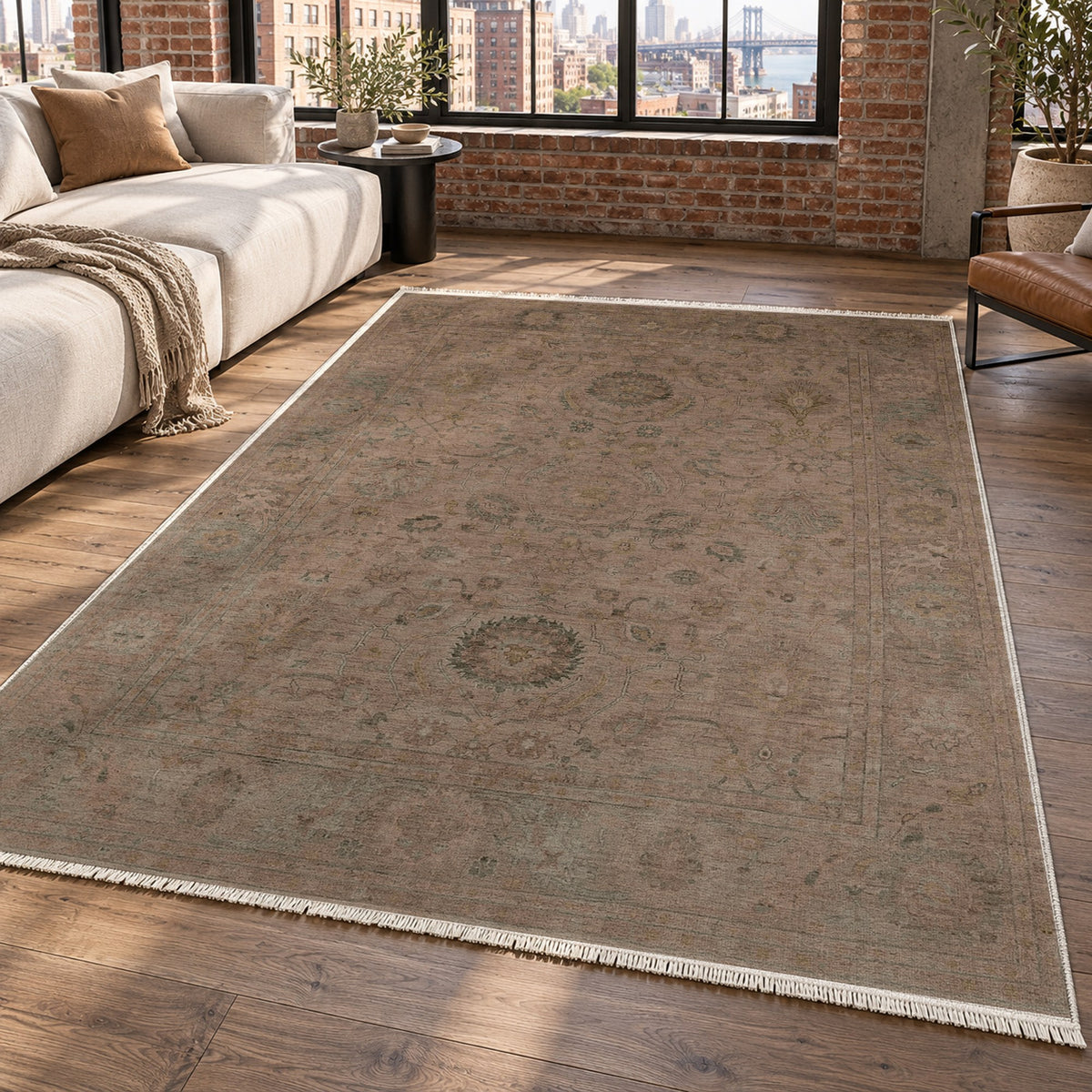 Faded Bloom Chocolate Vintage Washable Rug — new york living