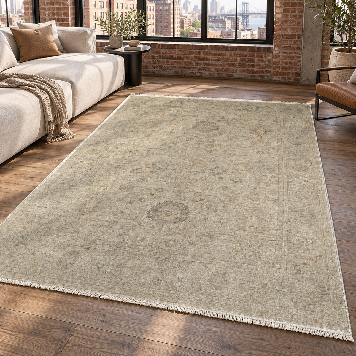 Faded Bloom Cream Vintage Washable Rug — new york living