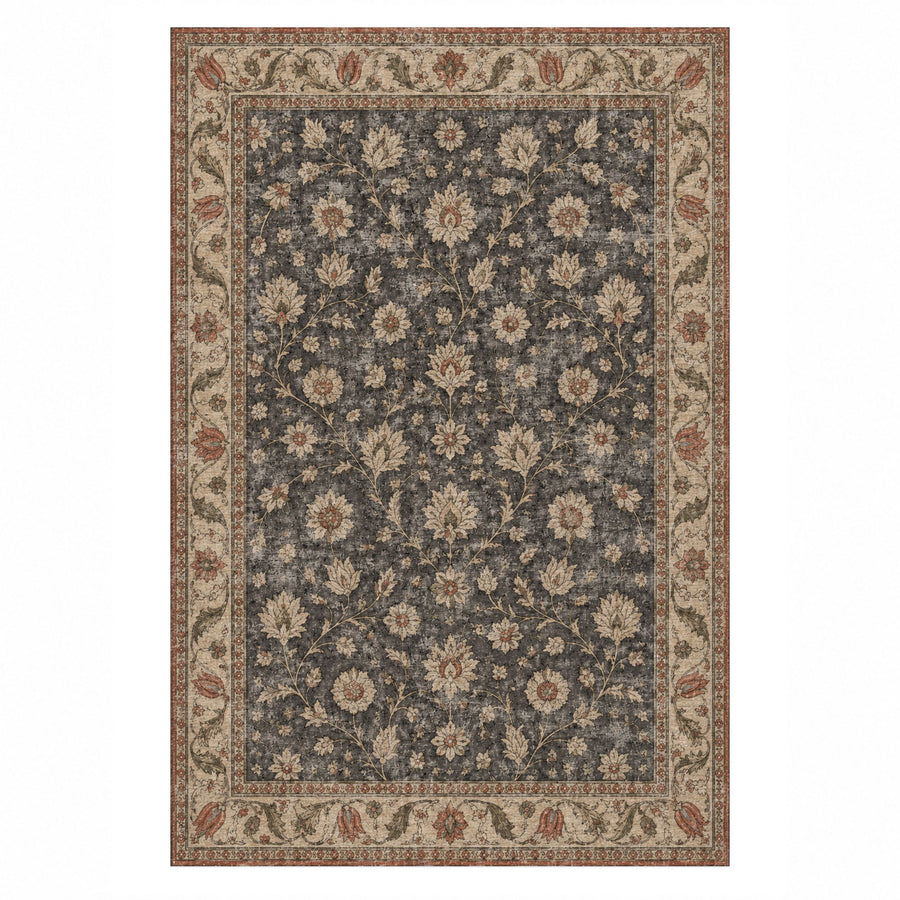 Faded Floral Washable Rug — Colour Edit 1