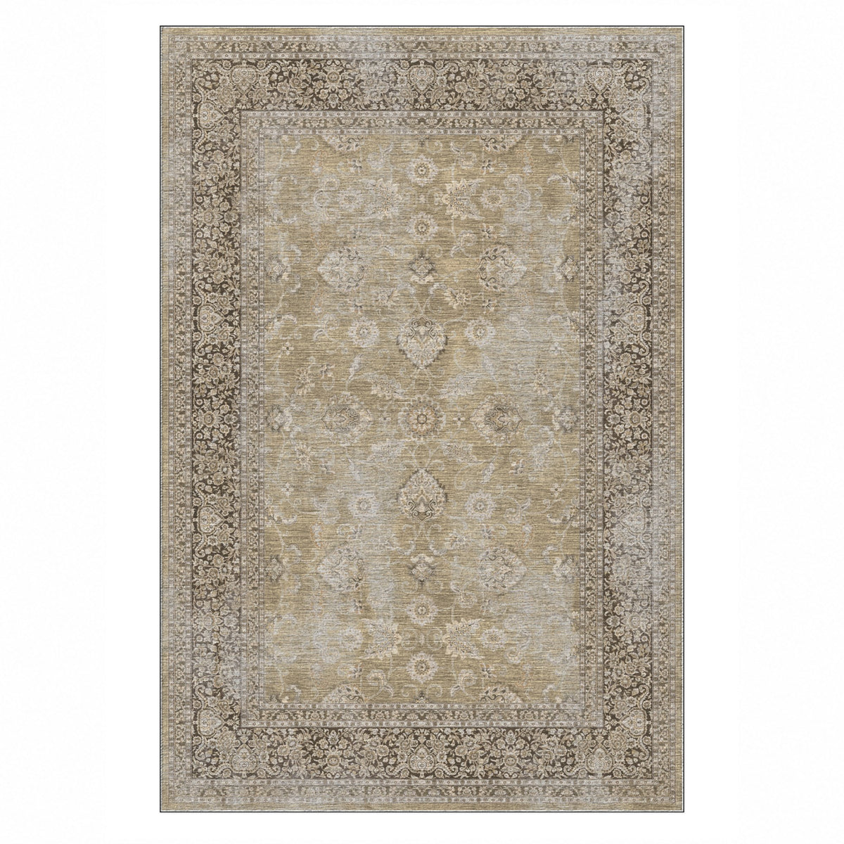 Faded Heriz Beige Vintage Washable Rug — top view