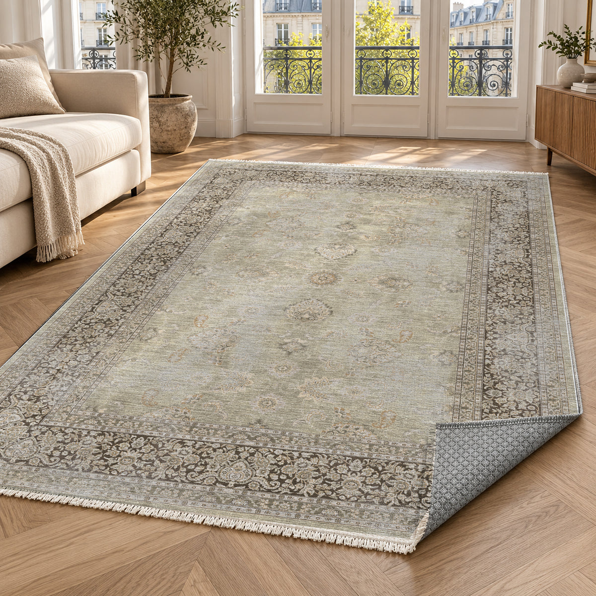 Faded Heriz Cream Vintage Washable Rug — paris living