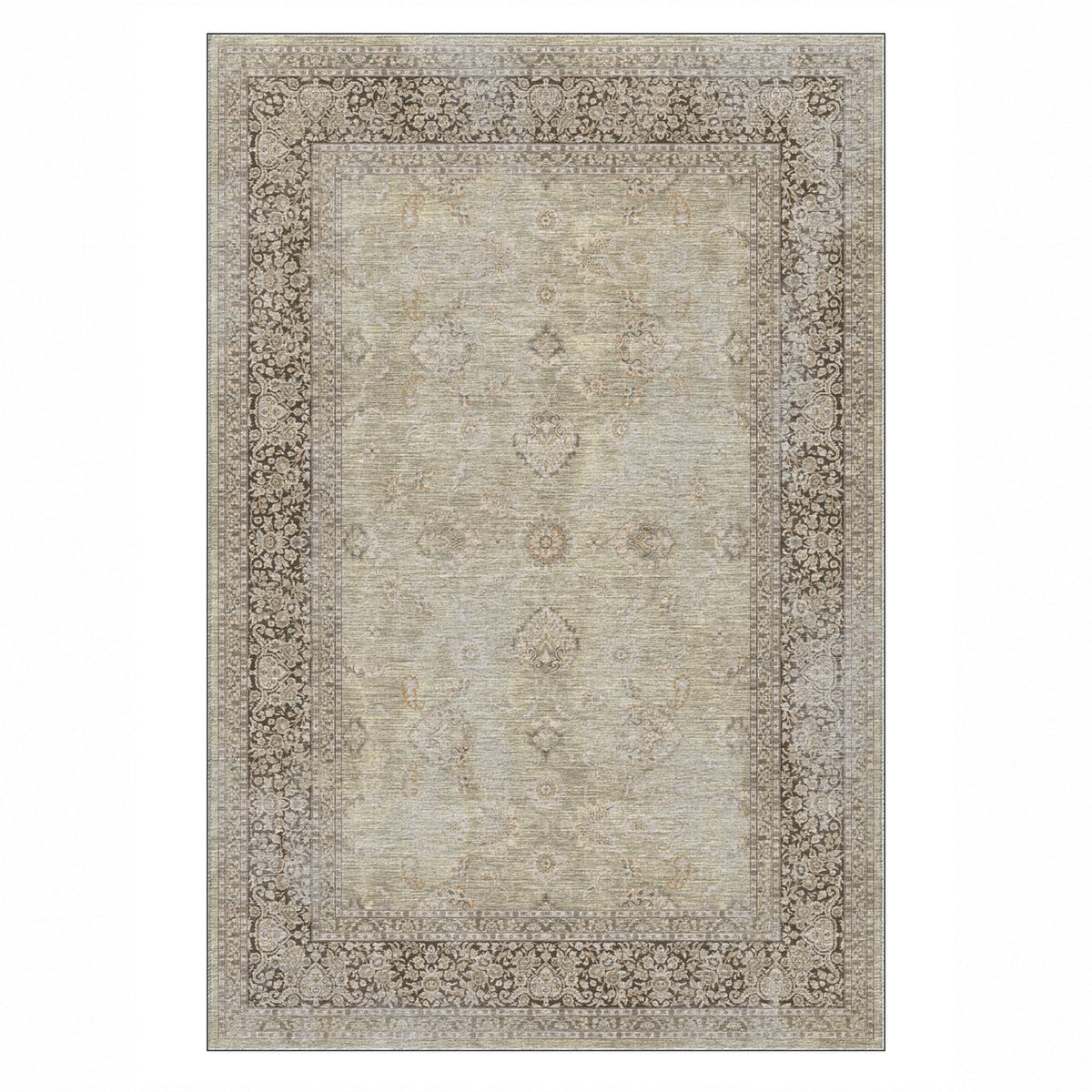 Faded Heriz Cream Vintage Washable Rug — top view