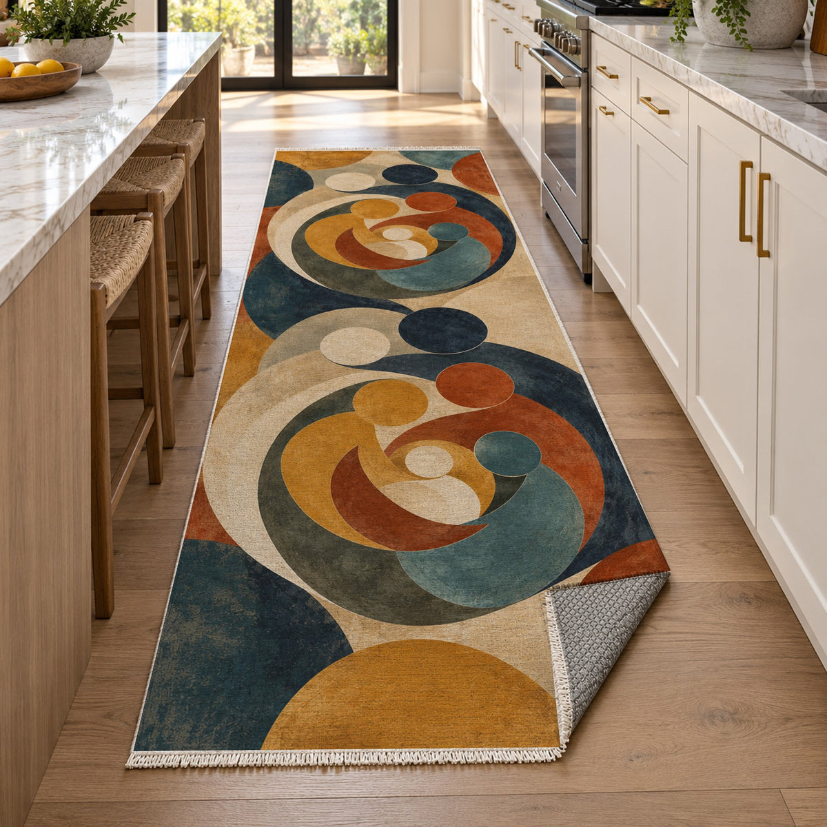 Family Circles Abstract Washable Rug — new york kitchen runner