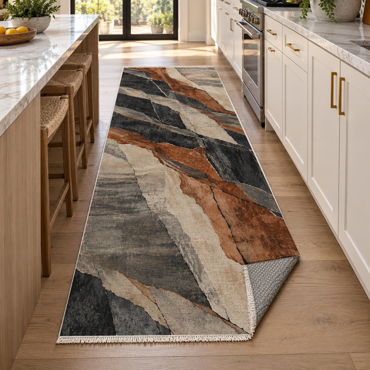 Fault Lines Abstract Washable Rug — new york kitchen runner