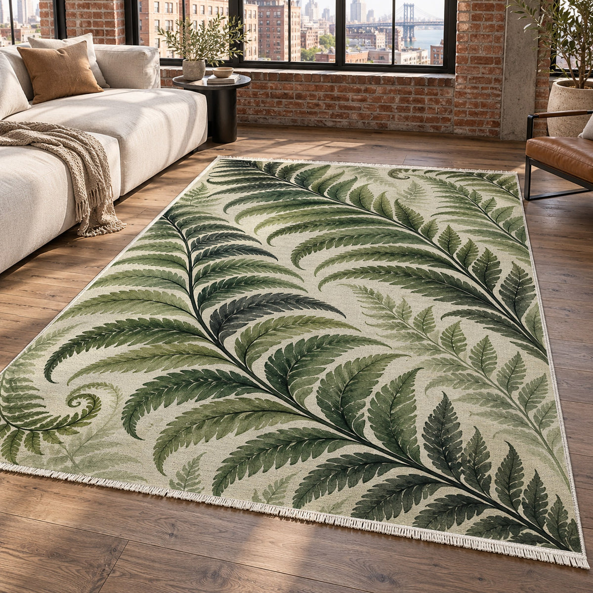 Fern Rhythm Floral Washable Rug — new york living