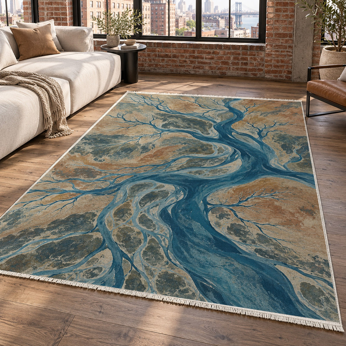 Floodplain Veins Abstract Washable Rug — new york living