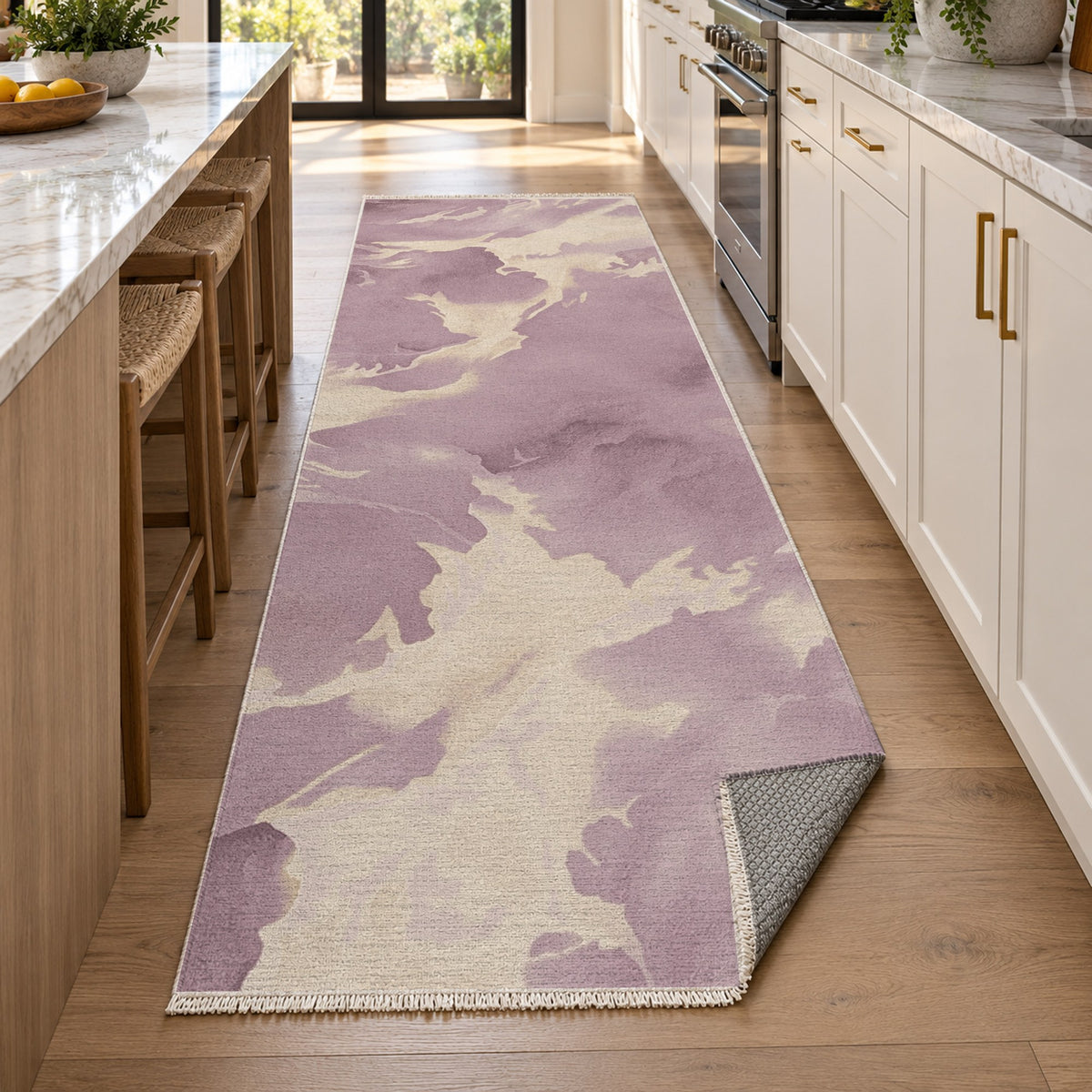 Flowing Mineral Dusty Rose Abstract Washable Rug — new york kitchen runner