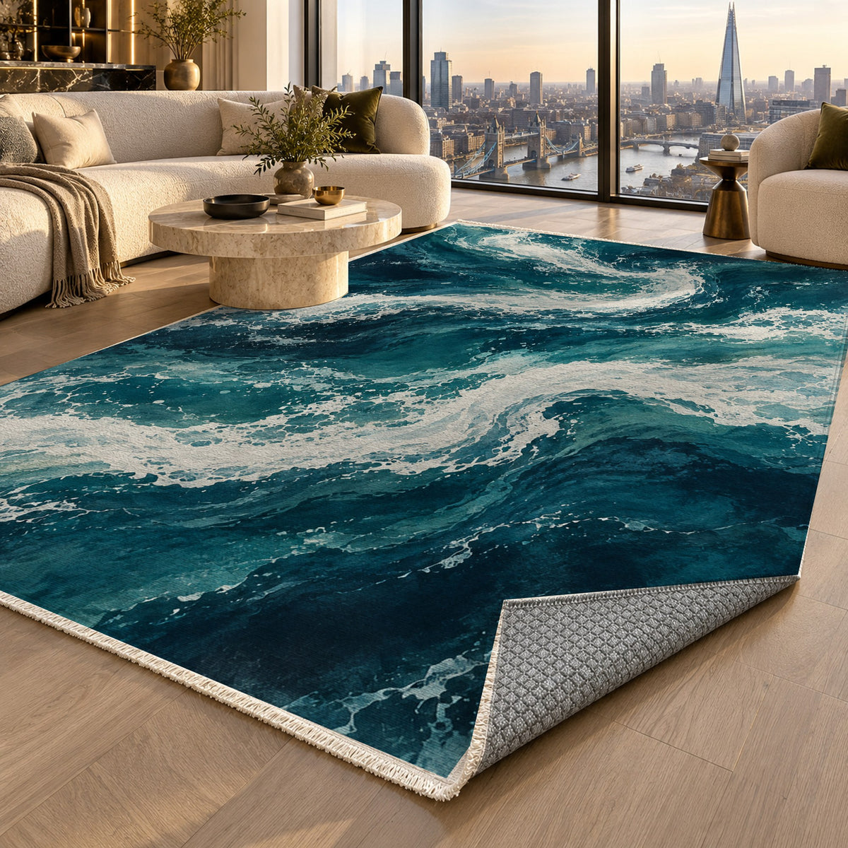 Foam Trails Abstract Washable Rug — london luxury living