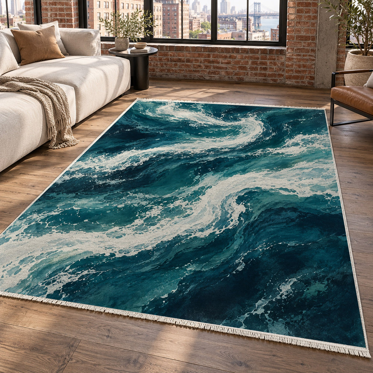 Foam Trails Abstract Washable Rug — new york living