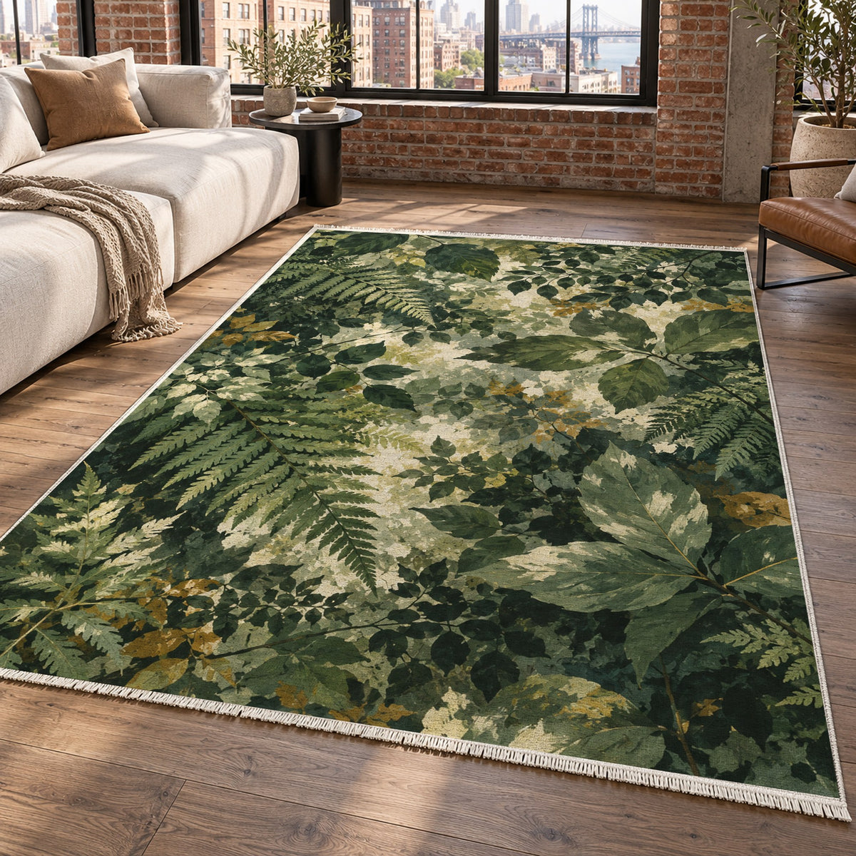 Forest Canopy Abstract Washable Rug — new york living