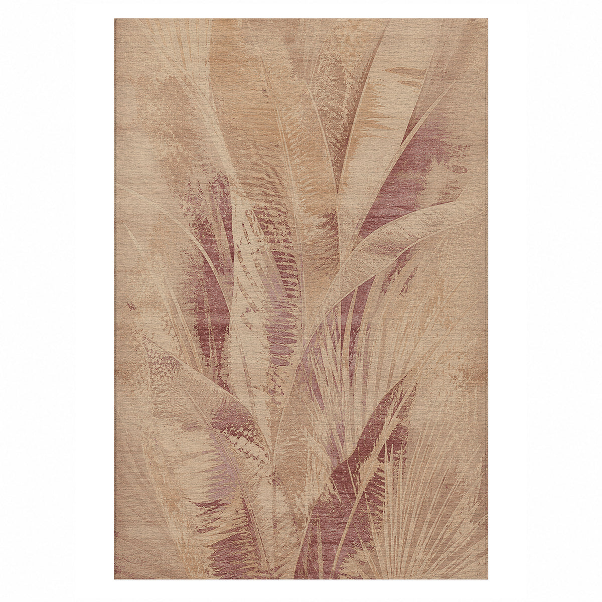 Frond Terracotta Abstract Washable Rug — top view