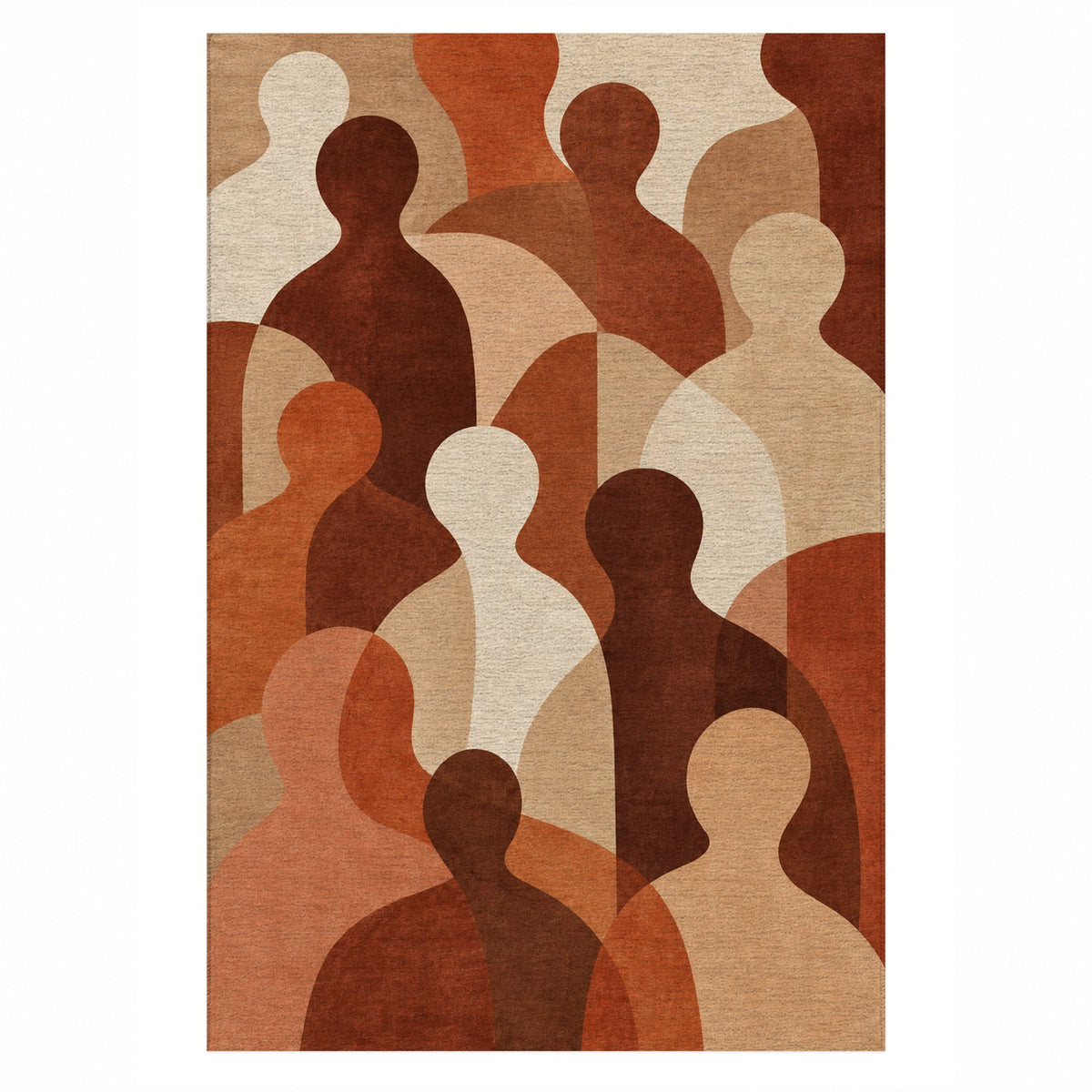 Gathering Shapes Terracotta Abstract Washable Rug — top view