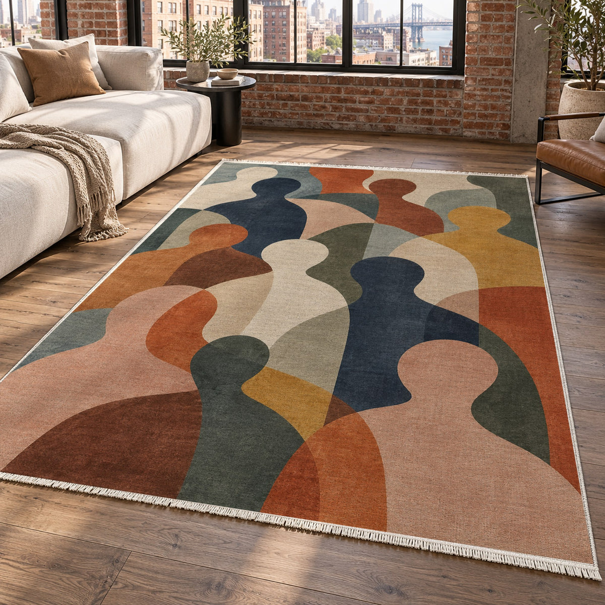 Gathering Shapes Abstract Washable Rug — new york living