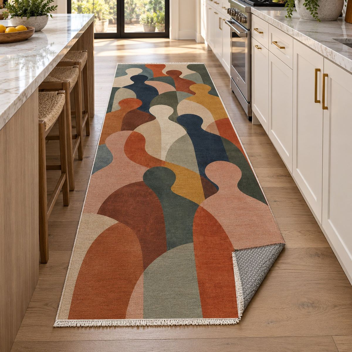 Gathering Shapes Abstract Washable Rug — new york kitchen runner