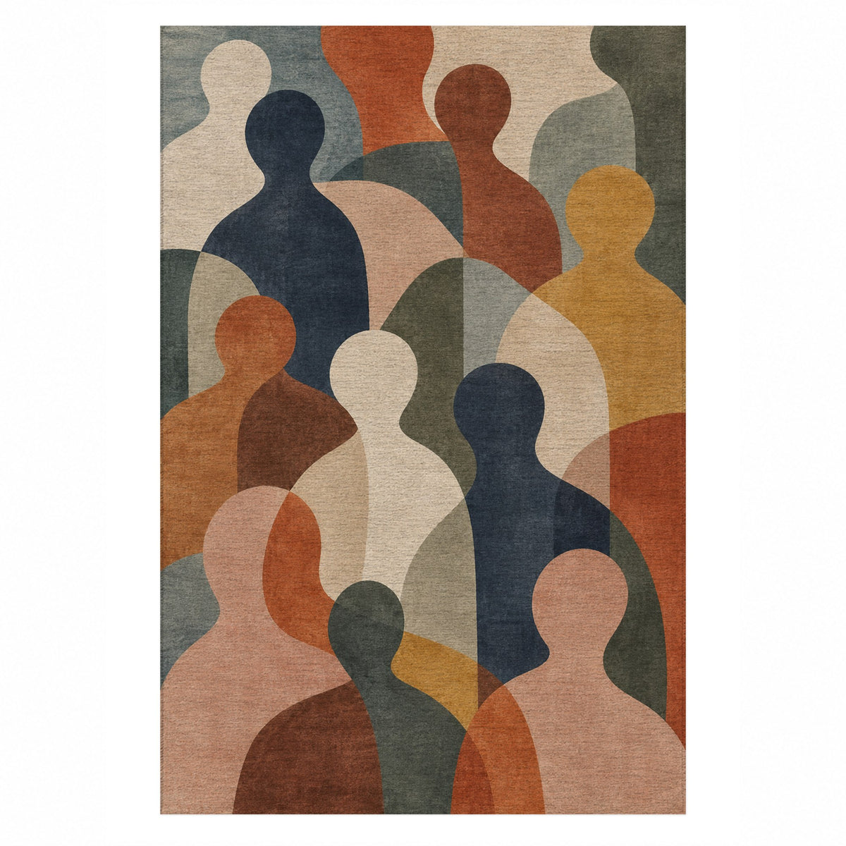 Gathering Shapes Abstract Washable Rug — top view