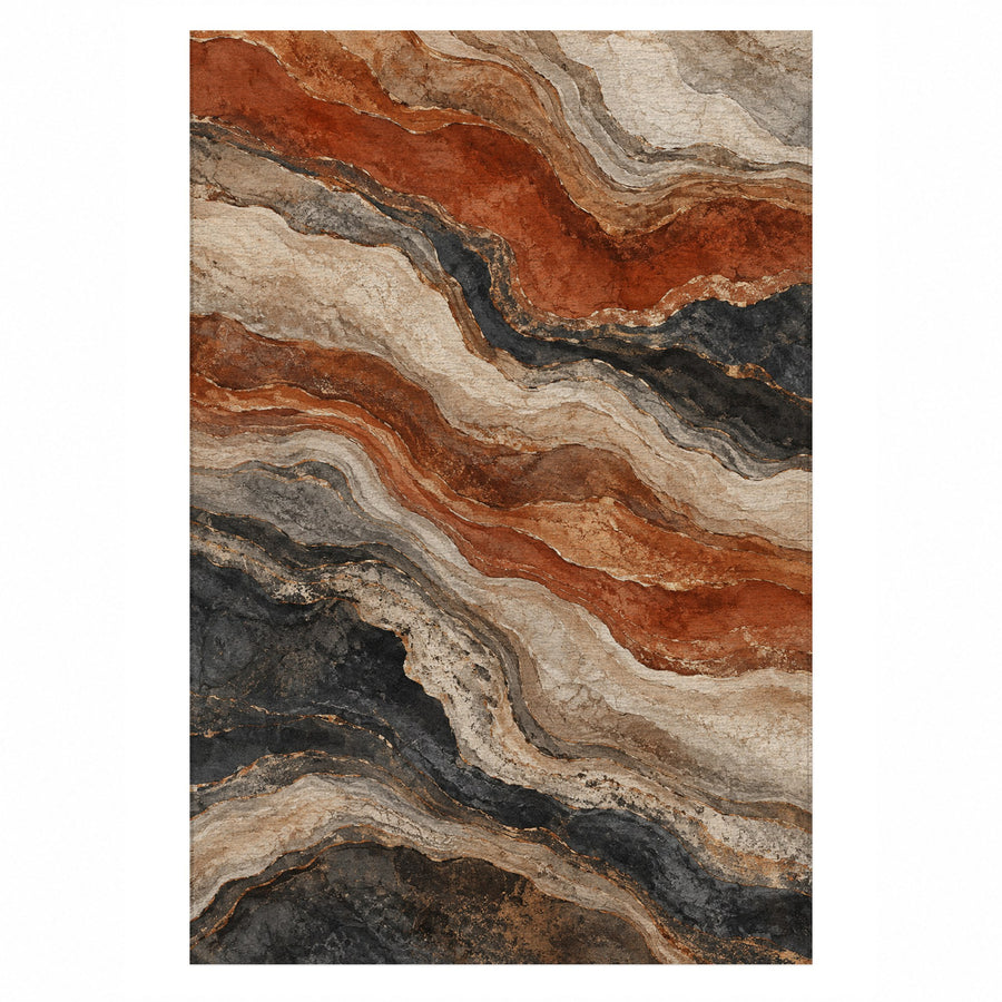 Geological Layers II Abstract Washable Rug