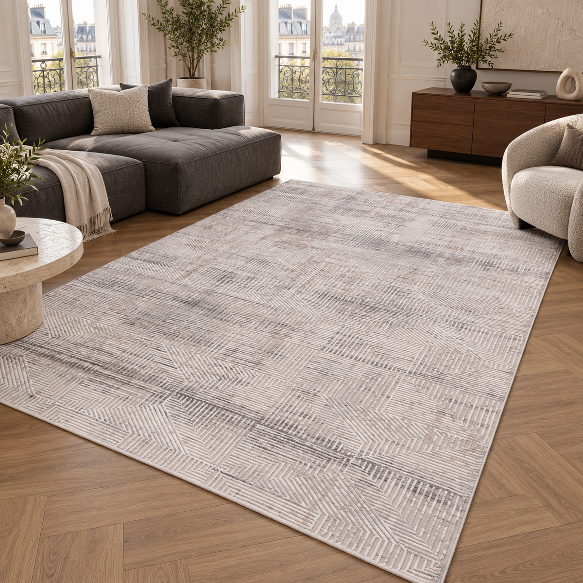 Germanica Vavien 1378 — vavien 1378 cream grey modern abstract living room rug 01
