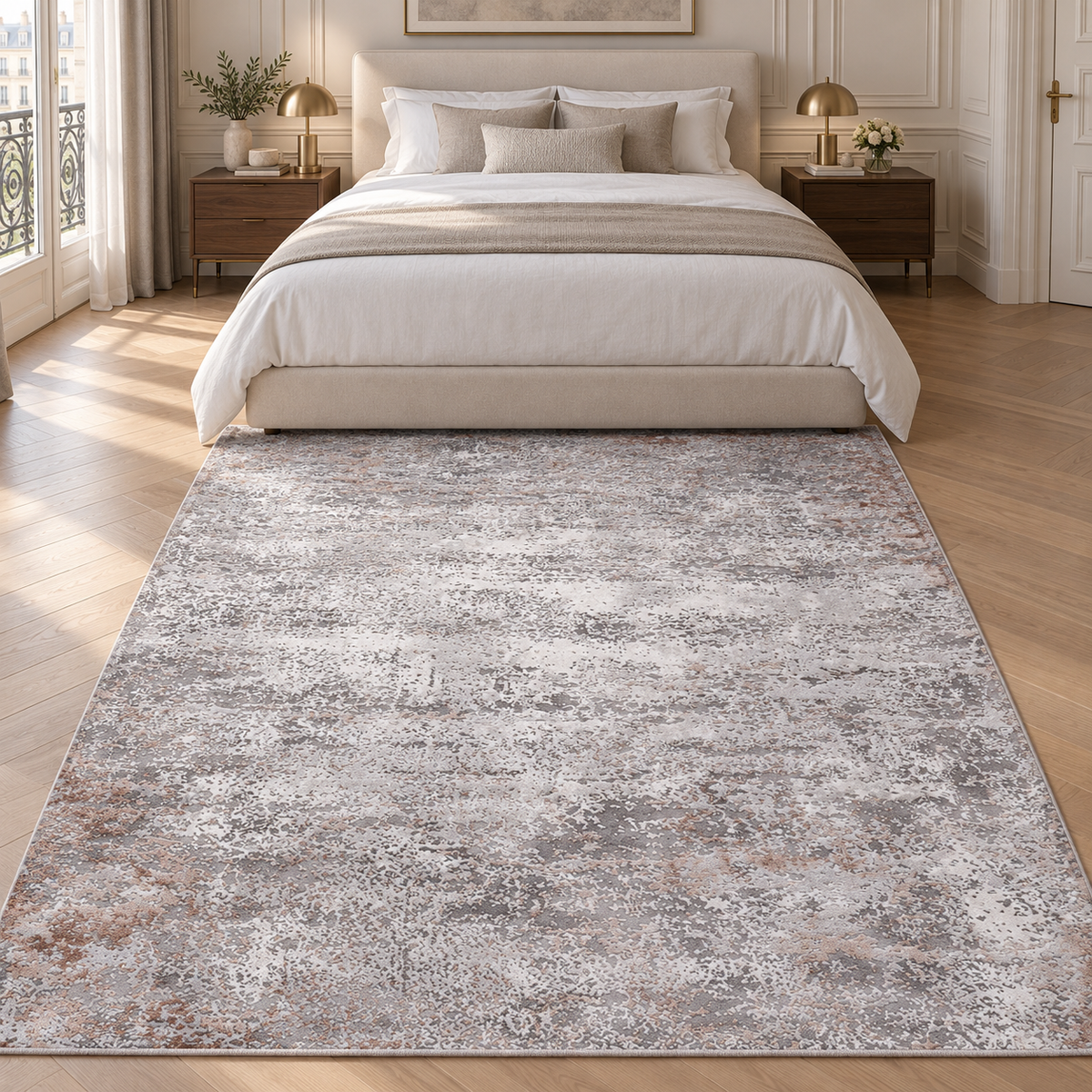 Germanica Vavien 1383 — vavien 1483 grey terracotta distressed abstract bedroom rug 15