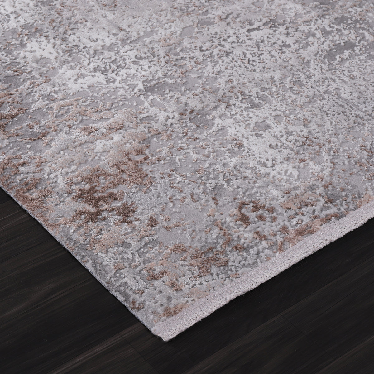 Germanica Vavien 1383 — vavien 1483 grey terracotta distressed abstract corner close up rug 26