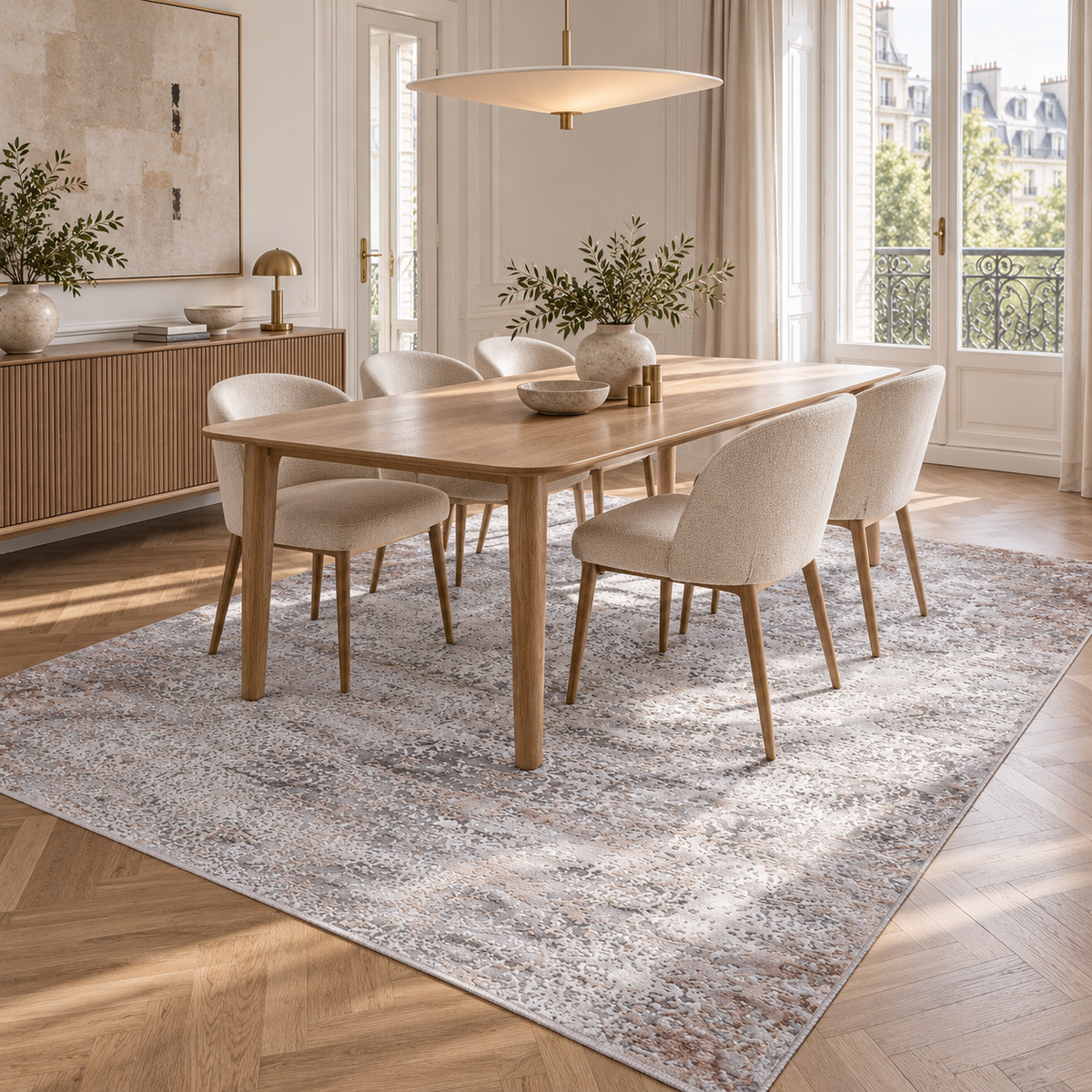 Germanica Vavien 1383 — vavien 1483 grey terracotta distressed abstract dining room rug 17
