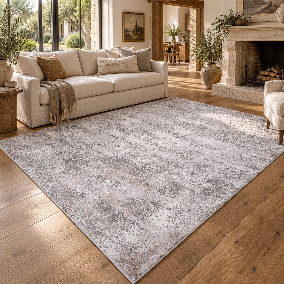 Germanica Vavien 1383 — vavien 1483 grey terracotta distressed abstract large area rug living room 11