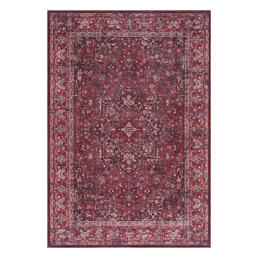 Porphyra Burgundy Floral Washable Rug