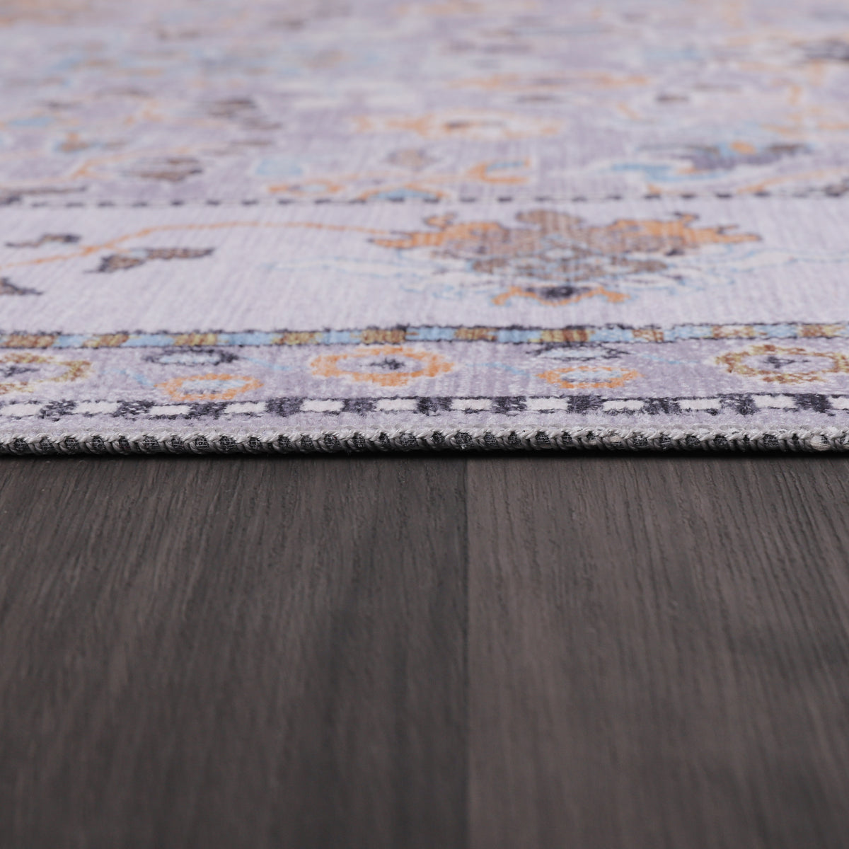 Germanica Washable LD0015 — washable ld0015 grey lilac floral pile close up rug 16