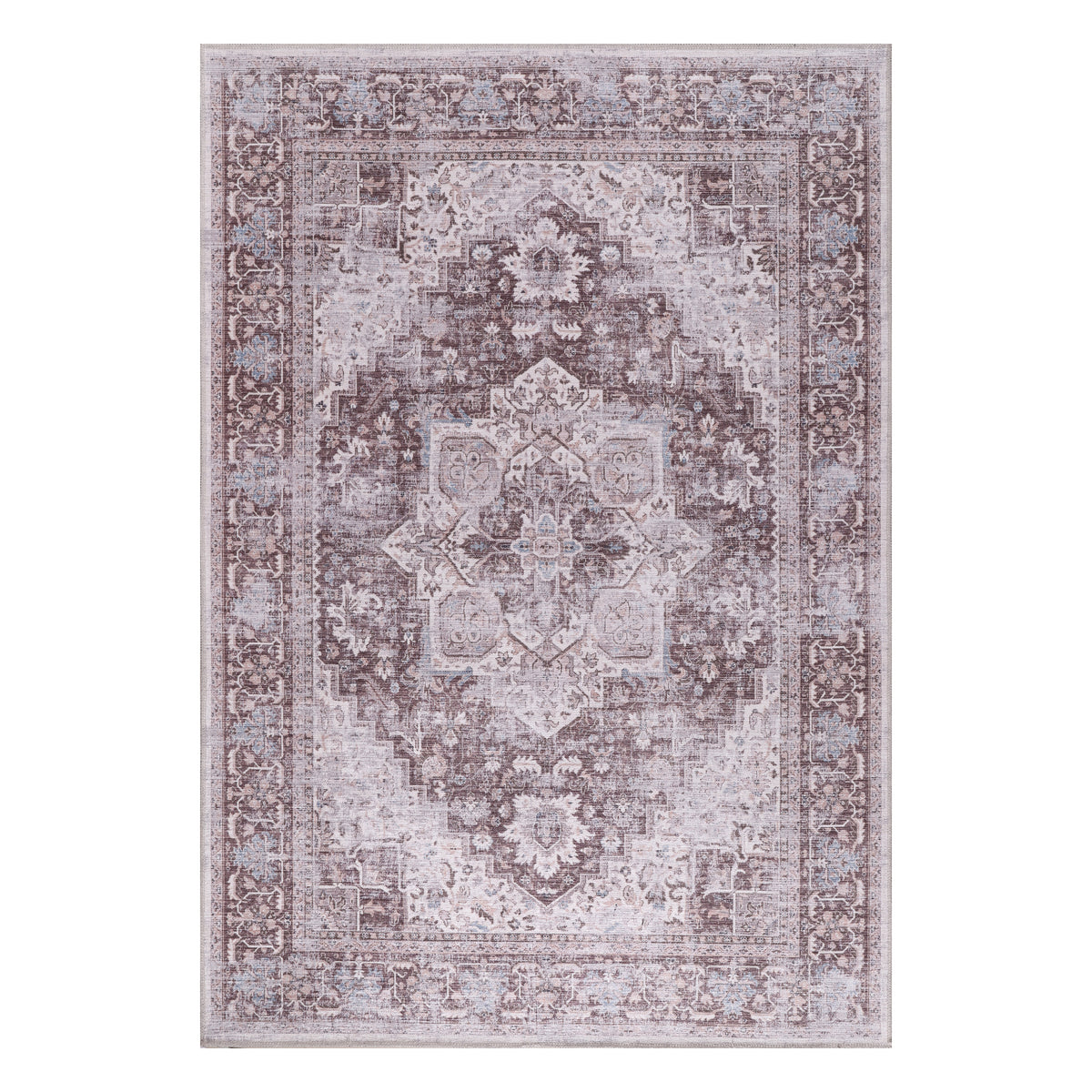 Germanica Washable R2 — washable r2 rose mauve medallion top view rug 14