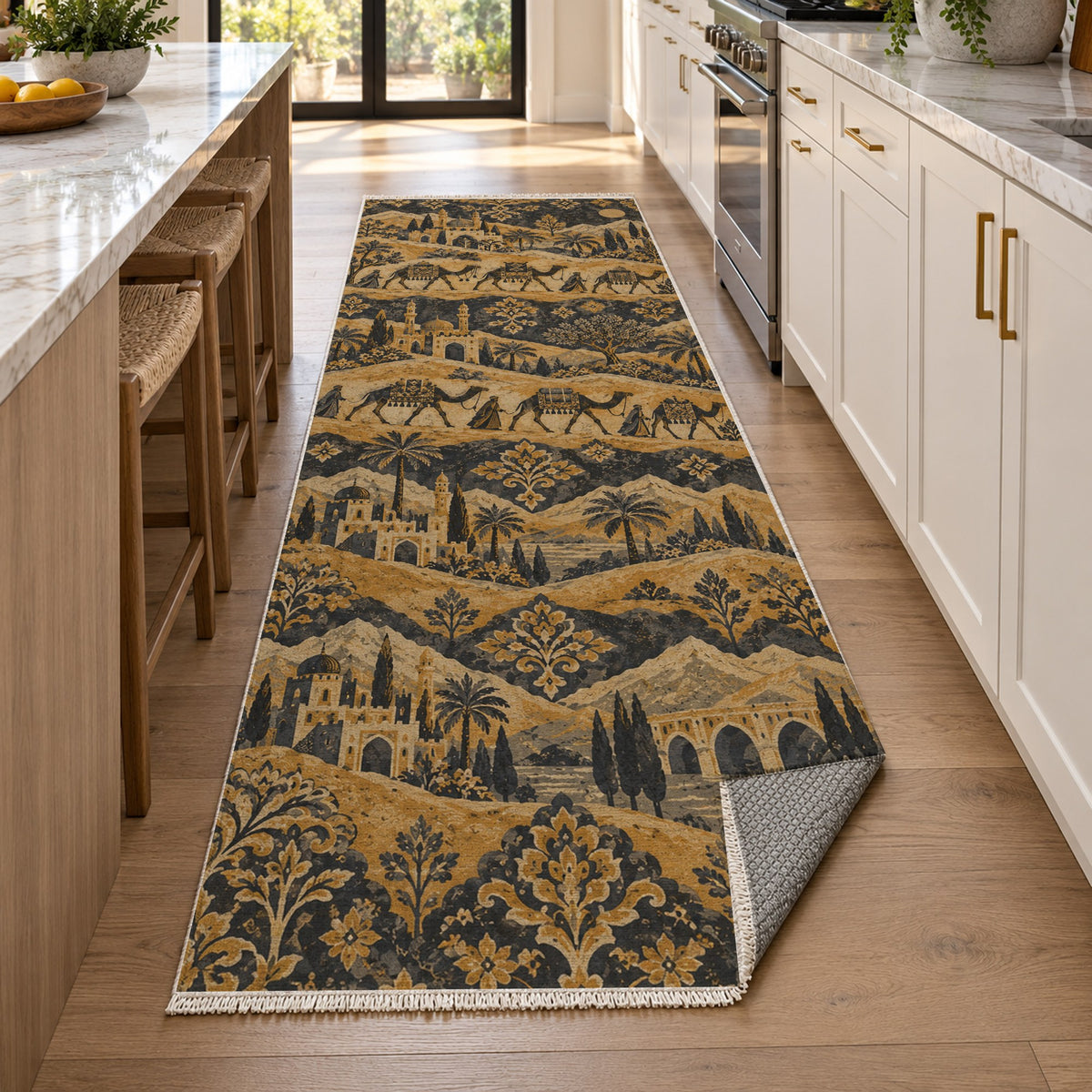 Golden Caravan Ethnic Washable Rug — new york kitchen runner