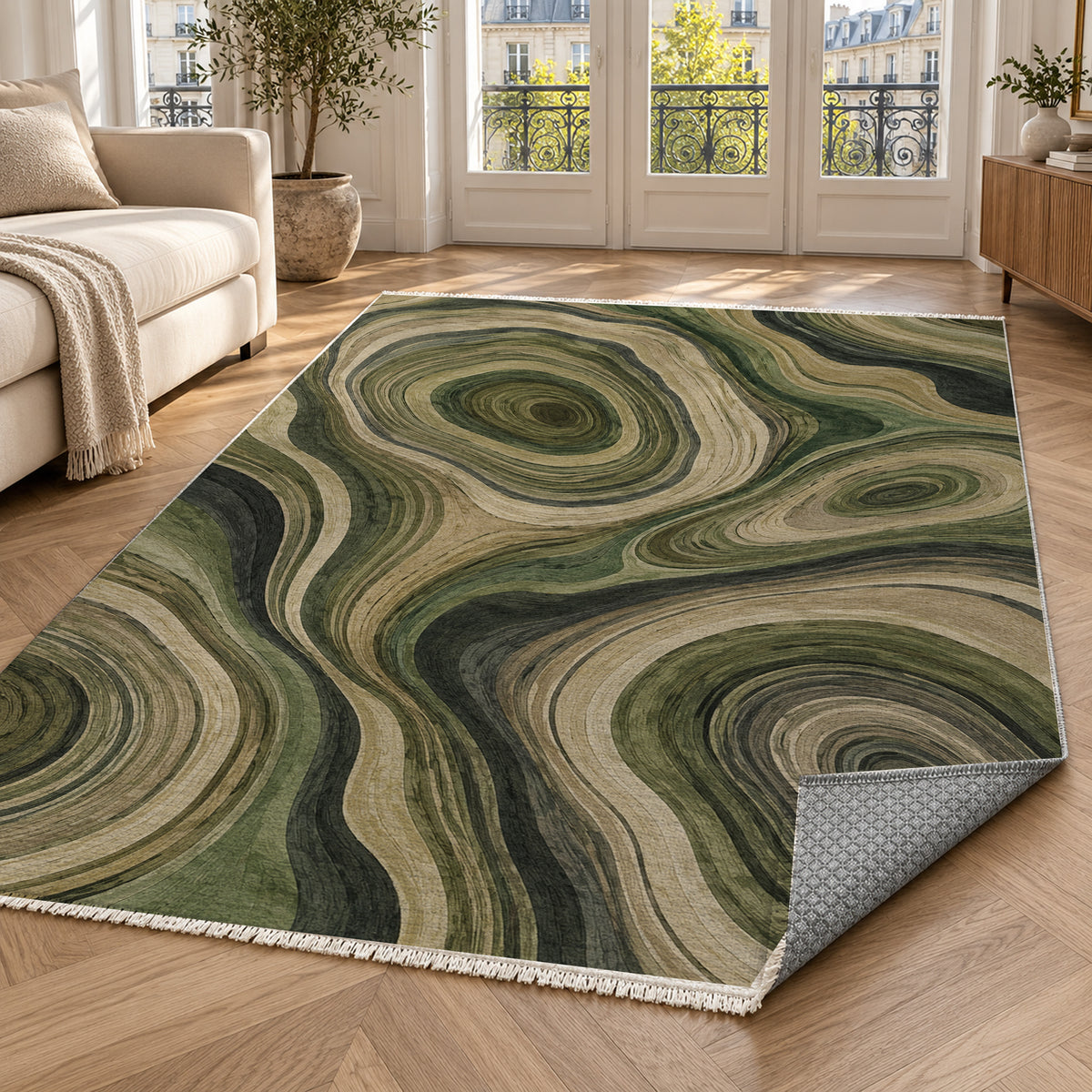 Growth Rings Floral Washable Rug — paris living