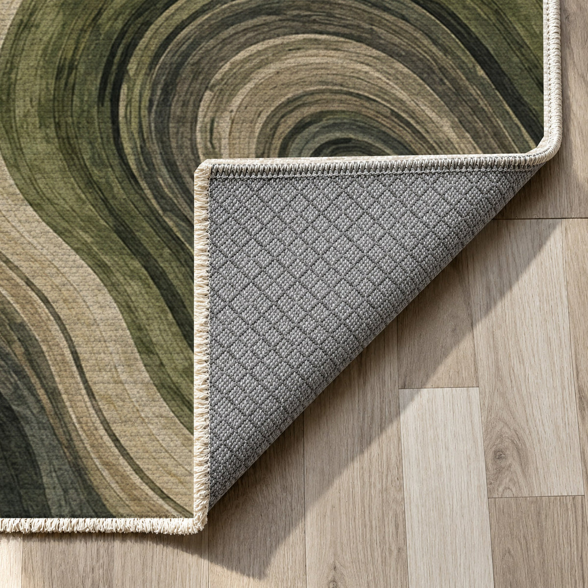 Growth Rings Floral Washable Rug — backing close up