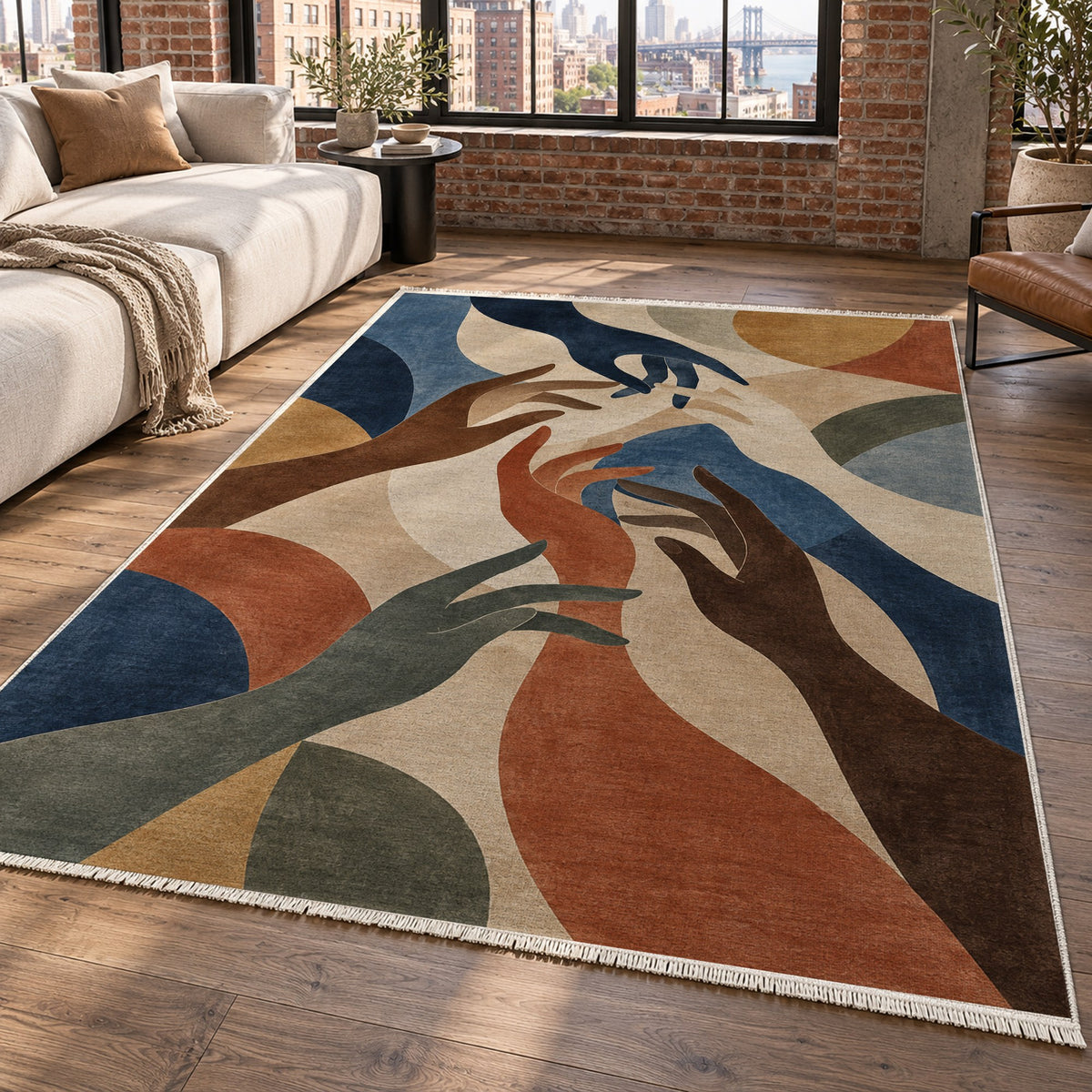 Hands In Harmony Abstract Washable Rug — new york living