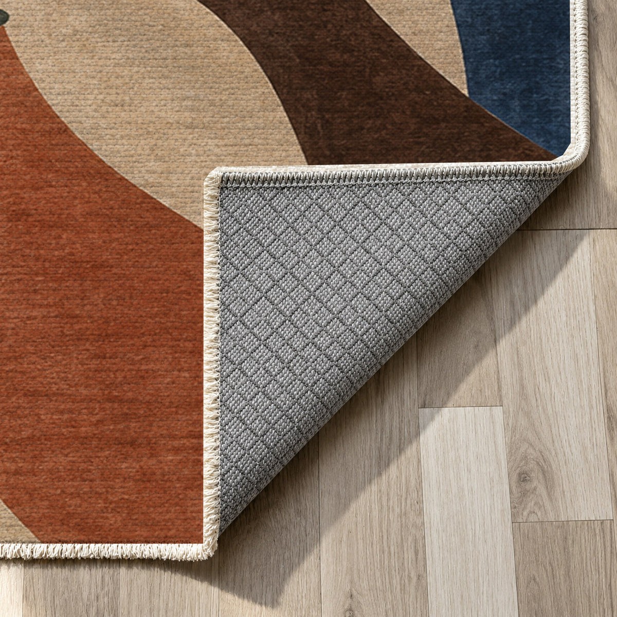 Hands In Harmony Abstract Washable Rug — backing close up