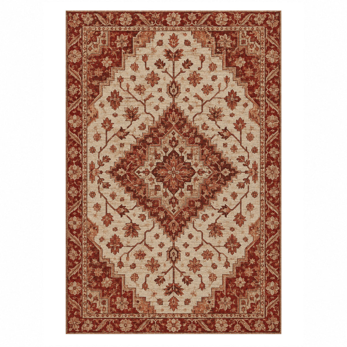 Heriz Citadel Rust Sand Classic Washable Rug — top view