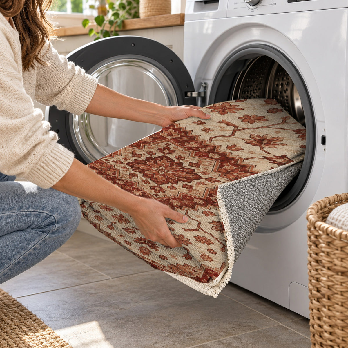 Heriz Citadel Rust Sand Classic Washable Rug — washing machine