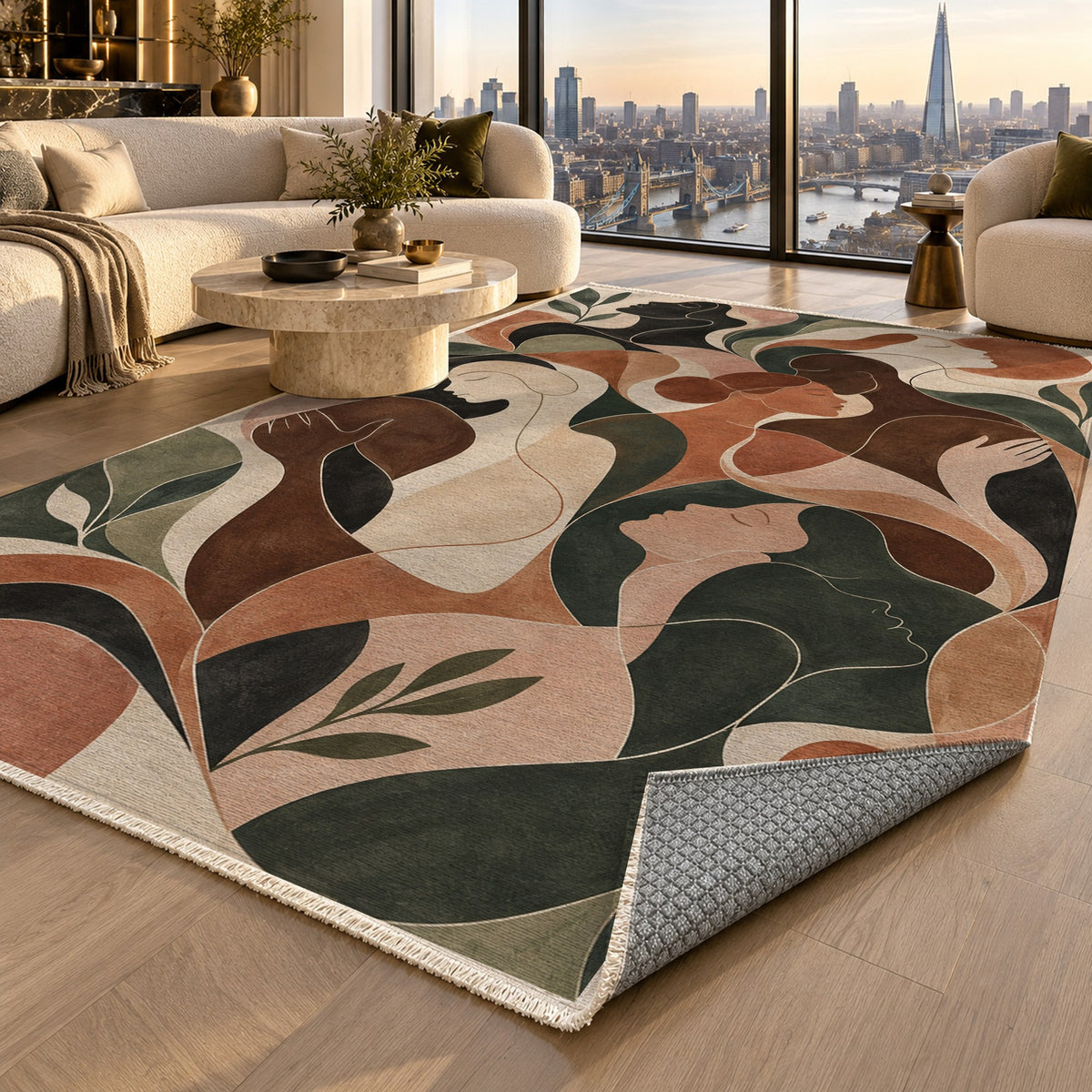 Human Connections II Abstract Washable Rug — london luxury living