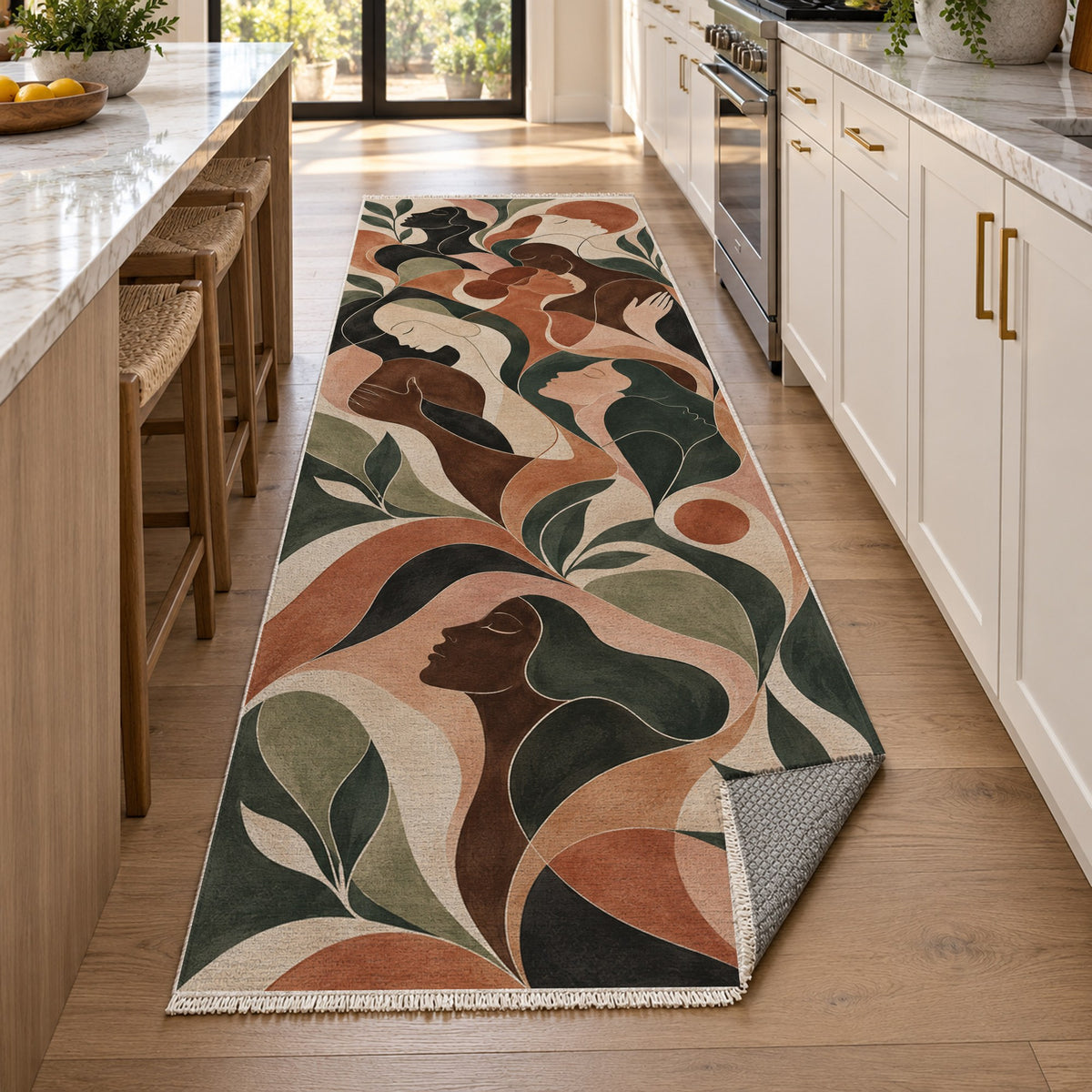 Human Connections II Abstract Washable Rug — new york kitchen runner