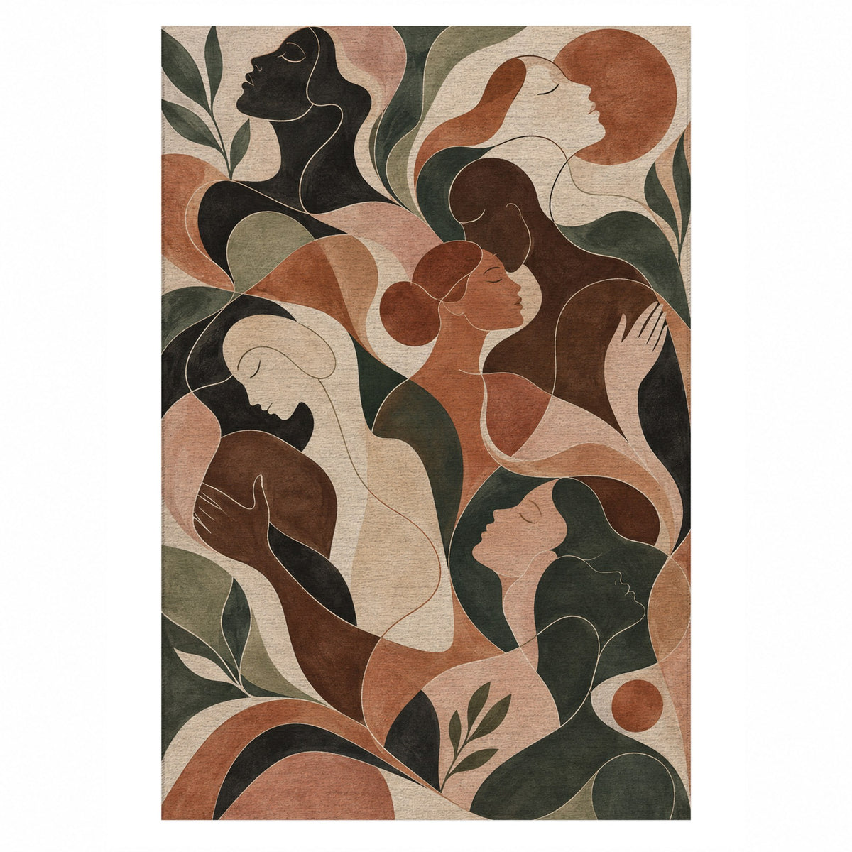 Human Connections II Abstract Washable Rug — top view
