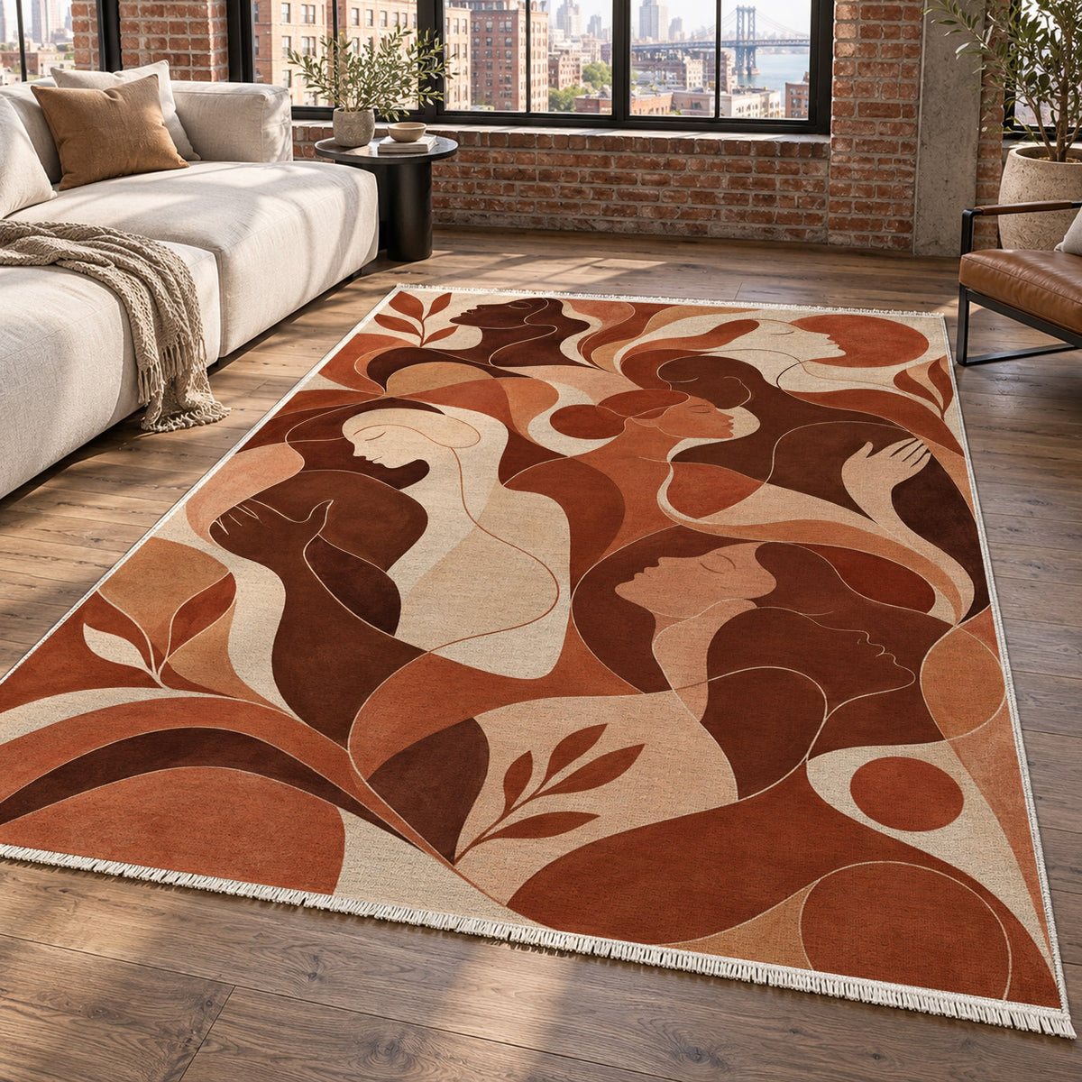 Human Connections Terracotta Abstract Washable Rug — new york living