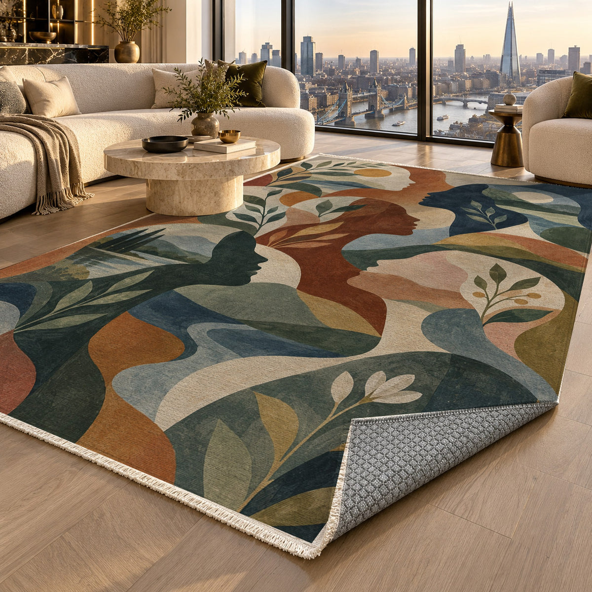 Inner Landscapes Abstract Washable Rug — london luxury living