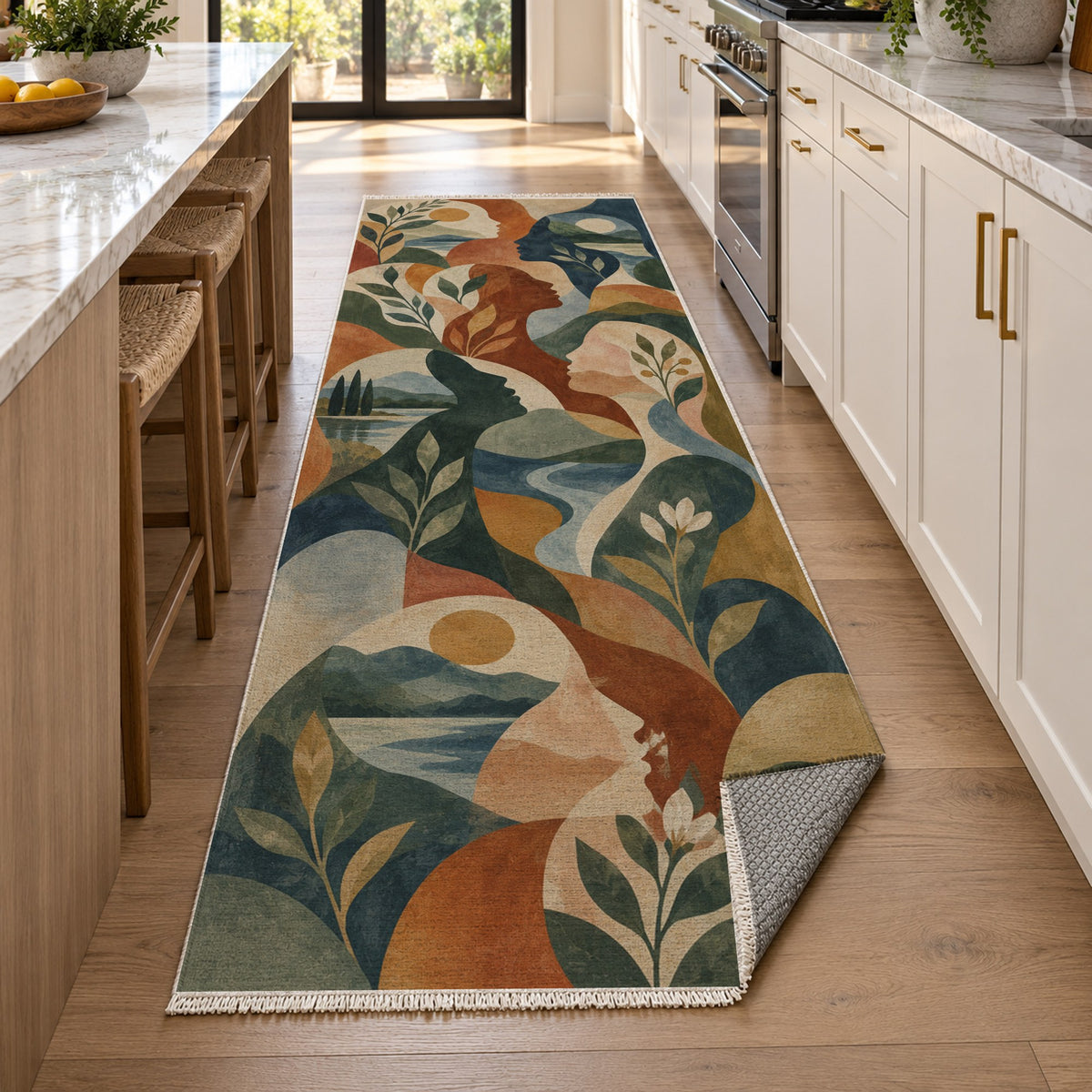 Inner Landscapes Abstract Washable Rug — new york kitchen runner