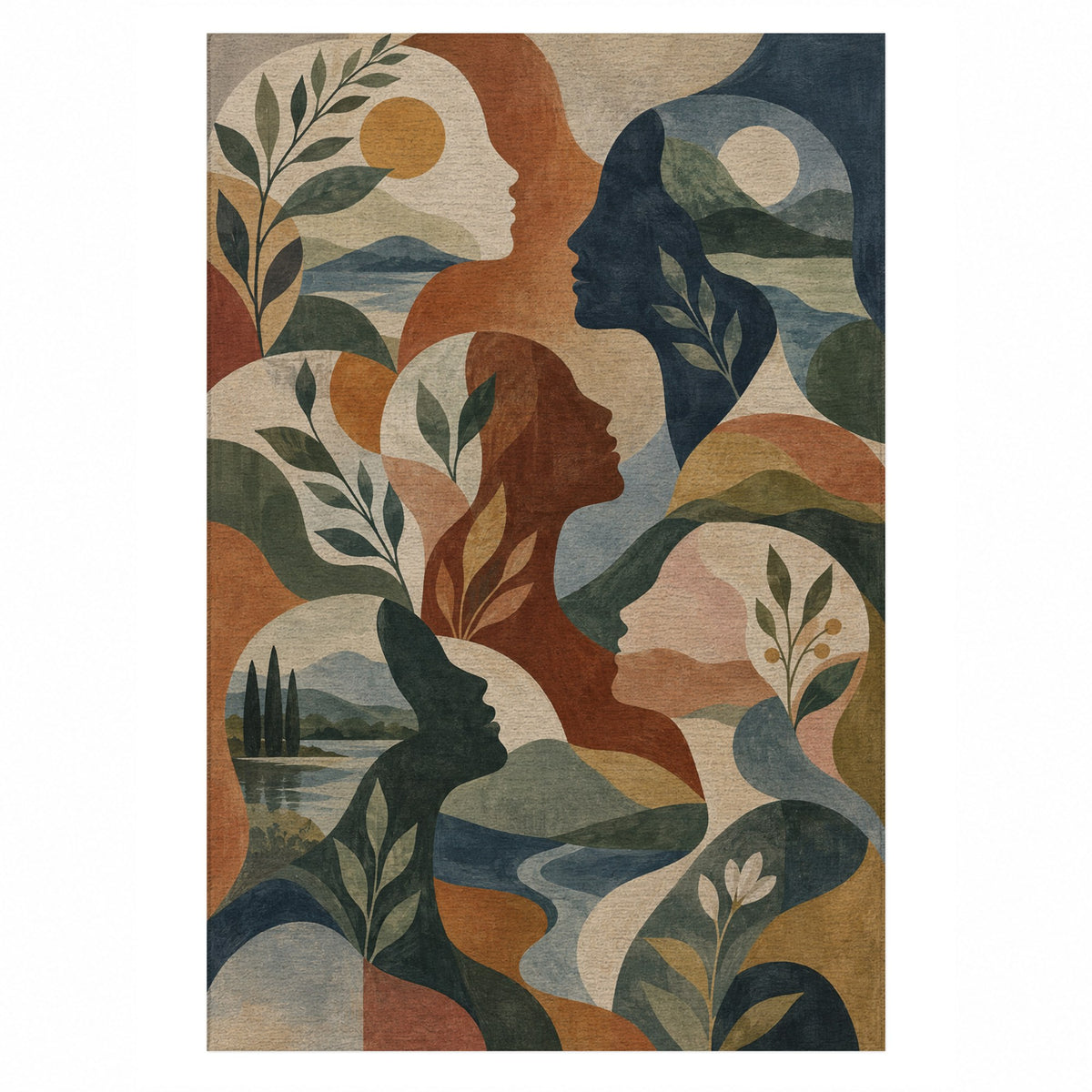 Inner Landscapes Abstract Washable Rug — top view