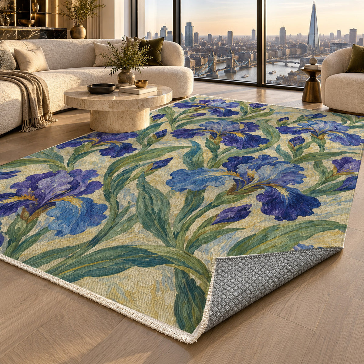 Iris Garden Abstract Washable Rug — london luxury living