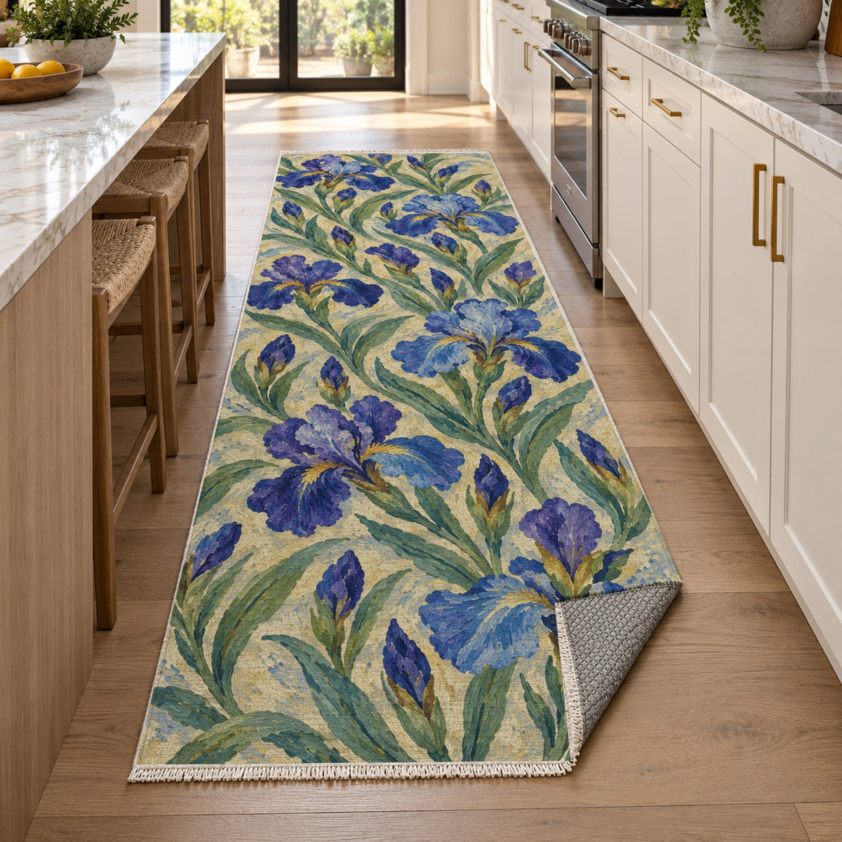 Iris Garden Abstract Washable Rug — new york kitchen runner