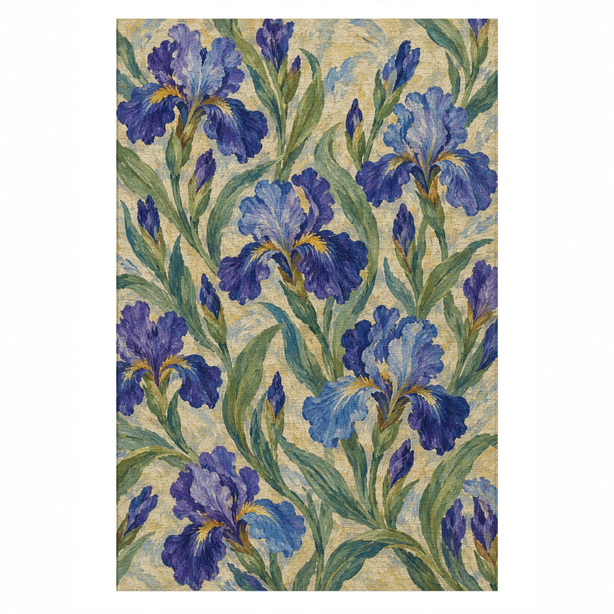 Iris Garden Abstract Washable Rug — top view