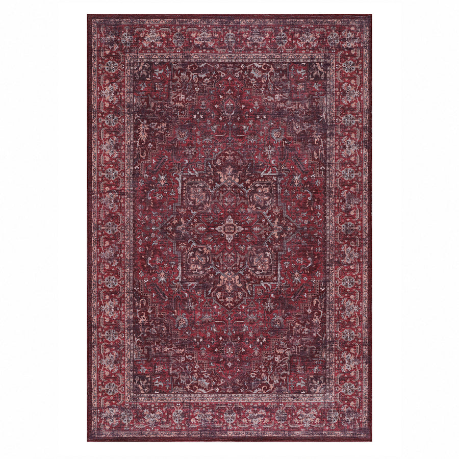 Isfahan Burgundy Vintage Washable Rug