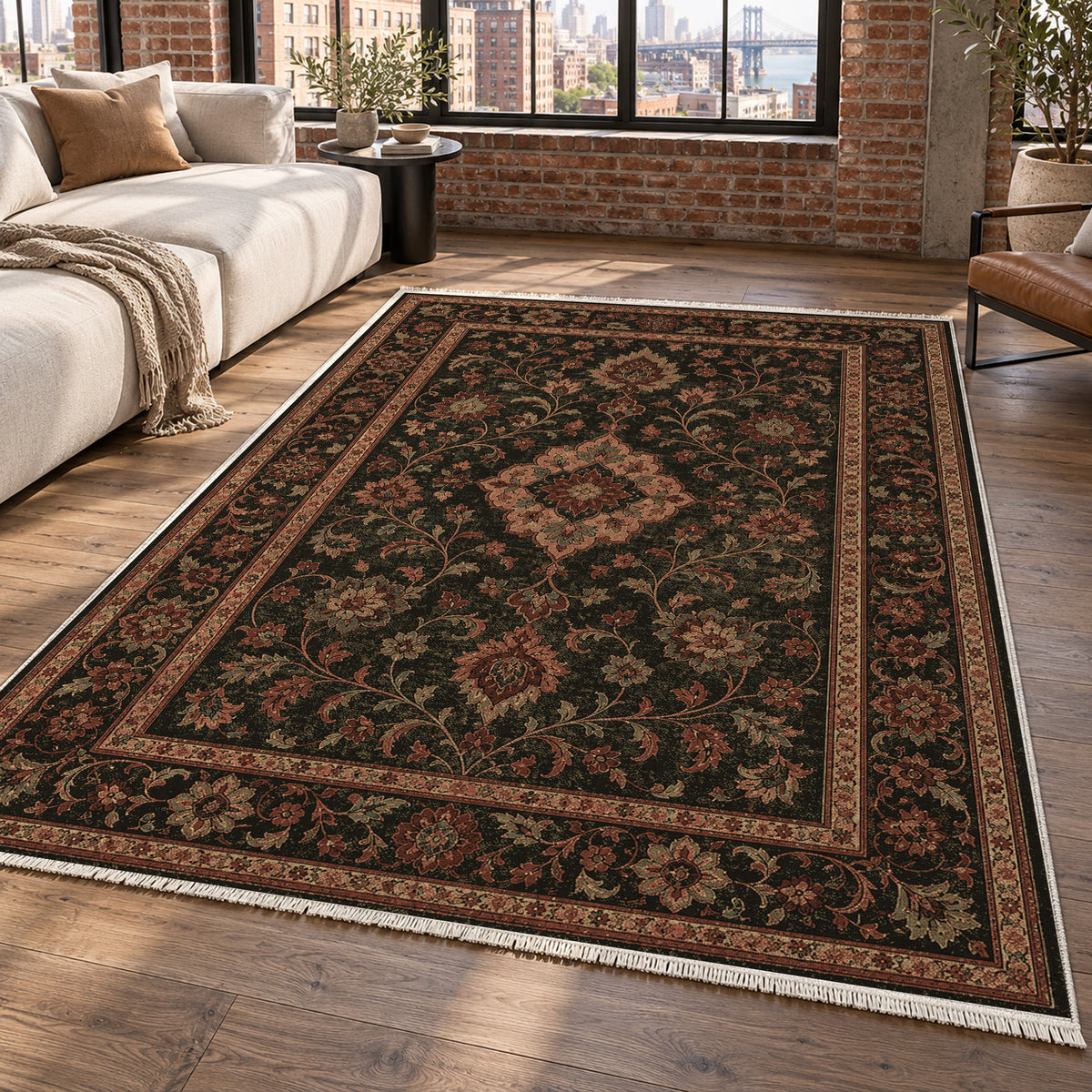 Kashan Terracotta Classic Washable Rug — new york living