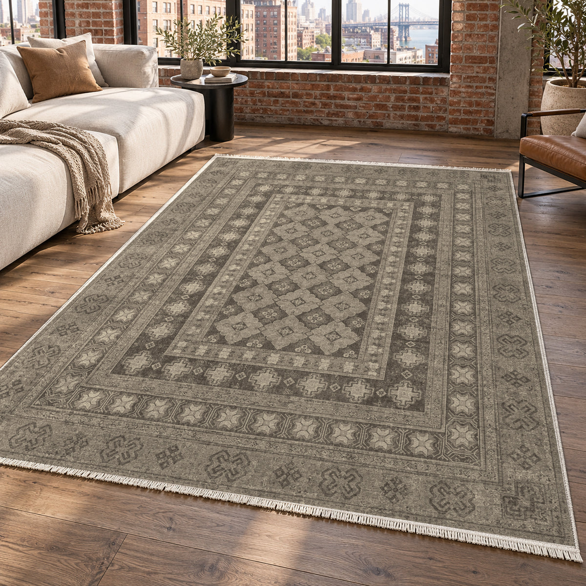 Kayseri Taupe Classic Washable Rug — new york living